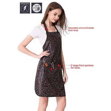 PERFEHAIR Hair Stylist Apron for Salon Hairdresser, Barber Haircut Styling Apron With Pockets-Leopard Print