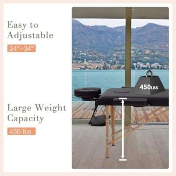 BestMassage Massage Bed Portable Massage Table 2 Fold Lash Bed Heigh Adjustable SPA Bed 24 in Wide S...