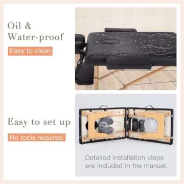 BestMassage Massage Bed Portable Massage Table 2 Fold Lash Bed Heigh Adjustable SPA Bed 24 in Wide Salon Face Cradle Bed with Non-Woven Bag for Spa Footmassage Facial CareSpa Tattoo