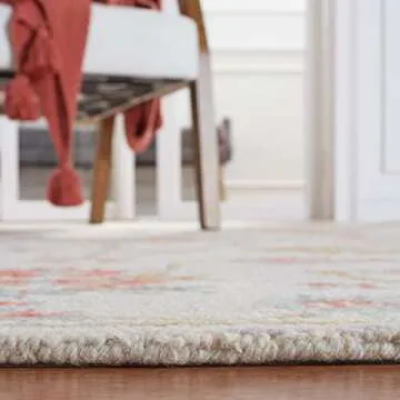 SAFAVIEH Micro-Loop Collection Area Rug - 5' x 8', Silver & Red, Handmade Wool, Ideal for High Traffic Areas in Living Room, Bedroom (MLP534G)