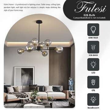 Fulesi 8-Light Glass Globe Chandelier for Modern Spaces