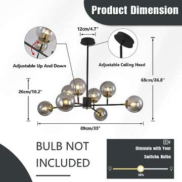 Fulesi 8-Light Glass Globe Chandelier for Modern Spaces