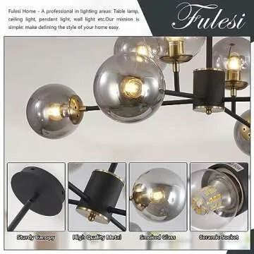 Fulesi 8-Light Glass Globe Chandelier for Modern Spaces