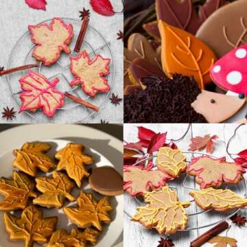 LUBTOSMN Fall Leaf Cookie Cutter Set-4 Piece-Maple Leaf, Oak Leaf, Leaf Shapes-Diswasher Safe-Fall Holiday Cookie Cutters Shapes for Baking
