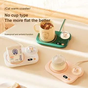 UUPOI Smart Coffee Mug Warmer, Coffee Cup Heater with Cute Cat Night Light, Auto Shut Off, 3 Temperature Setting LED Display, Electric Beverage Warmer Plate for Coffee Tea Milk Cocoa and etc., Green