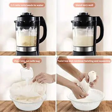 Eco-Friendly Nut Milk Bags, 100% Unbleached Cotton, 3 Sizes