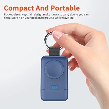 Portable Wireless Charger for Apple Watch,HUOTO Upgraded iWatch Charger 1400mAh Smart Keychain Power Bank,Portable Magnetic iWatch Charger for Apple Watch Series 8/UItra/7/6/SE/5/4/3/2/1 (Blue)