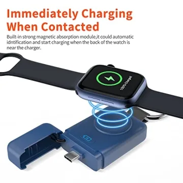 Portable Wireless Charger for Apple Watch,HUOTO Upgraded iWatch Charger 1400mAh Smart Keychain Power Bank,Portable Magnetic iWatch Charger for Apple Watch Series 8/UItra/7/6/SE/5/4/3/2/1 (Blue)