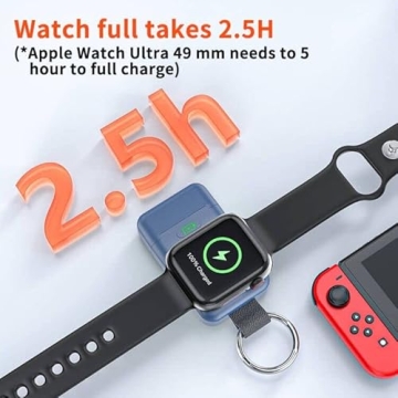 Portable Wireless Charger for Apple Watch,HUOTO Upgraded iWatch Charger 1400mAh Smart Keychain Power Bank,Portable Magnetic iWatch Charger for Apple Watch Series 8/UItra/7/6/SE/5/4/3/2/1 (Blue)
