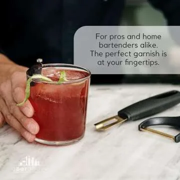 A Bar Above Premium Quality Channel Knife, Stainless Steel Bar Tool, Garnish for Cocktail Mixers, Lemon Zester, and Fruit Peeler, Professional Grade Bar Accessory, Gold