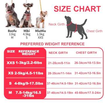 Puppytie No Pull Dog Harness with Multifunction Dog Leash,Soft Adjustable No Choke Escape Proof Pet Harness Vest for Medium Dogs or Large Dogs,Pink,M