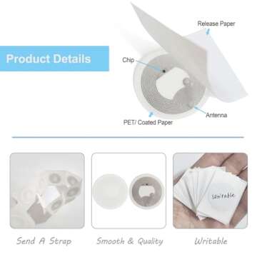THONSEN 30pcs NFC Tags NFC Adhesive Labels NTAG215 NFC Tags 25mm(1 inch)|Compatible with TagMo and All NFC Applications