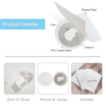 THONSEN 30pcs NFC Tags NFC Adhesive Labels NTAG215 NFC Tags 25mm(1 inch)|Compatible with TagMo and All NFC Applications