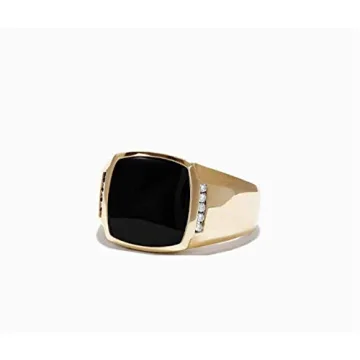 Mizaara Black Onyx Signet Ring for Men - Handcrafted Luxury
