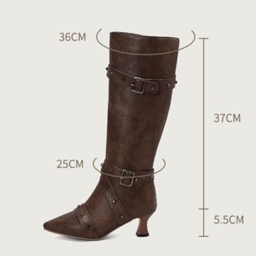 Chic MRKEWUNEY Kitten Heel Knee High Boots for Women