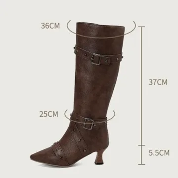 Chic MRKEWUNEY Kitten Heel Knee High Boots for Women