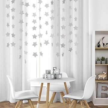 6 Pcs Glitter Silver Star Paper Garland Christmas Birthday Party Decorations Sparkling Bunting Banner Hanging Decorations for Bridal Shower Baby Shower Bachelorette Party Wedding Holiday (50 Feet)