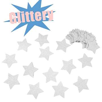 6 Pcs Glitter Silver Star Paper Garland Christmas Birthday Party Decorations Sparkling Bunting Banner Hanging Decorations for Bridal Shower Baby Shower Bachelorette Party Wedding Holiday (50 Feet)