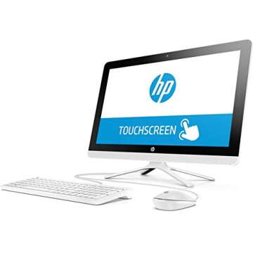 HP 2018 Newest All-in-One 21.5" Full HD IPS Touchscreen Desktop PC, Intel Pentium J3710 Quad-Core Processor 4GB RAM 1TB HDD HDMI DVD WiFi Webcam Keyboard + Mouse Windows 10 - Snow White