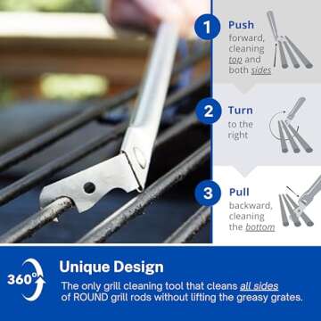 Grill Floss Premium Grill Scraper for Outdoor Grill with Round Grates - Alternative to Grill Brush f...