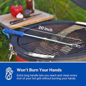 Grill Floss Premium Grill Scraper for Outdoor Grill with Round Grates - Alternative to Grill Brush for Outdoor Grill - BBQ Grill Grate Cleaner Cleans Top and Bottom of Grill Without Lifting Grates