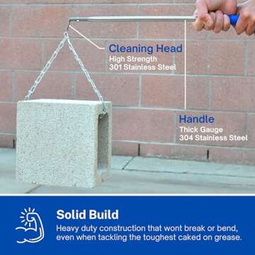 Grill Floss Premium Grill Scraper for Outdoor Grill with Round Grates - Alternative to Grill Brush for Outdoor Grill - BBQ Grill Grate Cleaner Cleans Top and Bottom of Grill Without Lifting Grates