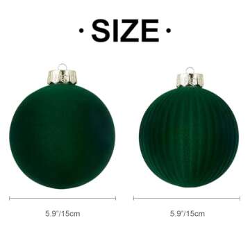 CristBest Velvet Christmas Balls Large Hanging Shatterproof Flocked Christmas Tree Ornaments for Xma...