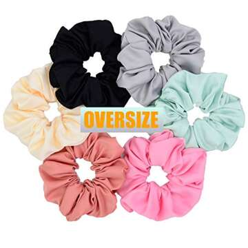 Simnice Oversized Blush Theme Large Hair Scrunchies Satin Elastics Scrunchy Bobbles Soft Hair Bands ...