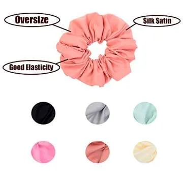 Simnice Oversized Blush Theme Large Hair Scrunchies Satin Elastics Scrunchy Bobbles Soft Hair Bands Hair Ties Hair Accessories Scrunchies for Girls Women，6 Colors