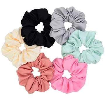 Simnice Oversized Blush Theme Large Hair Scrunchies Satin Elastics Scrunchy Bobbles Soft Hair Bands Hair Ties Hair Accessories Scrunchies for Girls Women，6 Colors