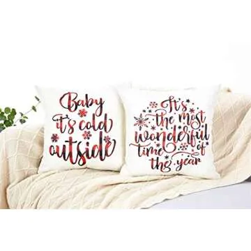 Lanpn Christmas Throw Pillow Covers Set of 4 Festive Designs