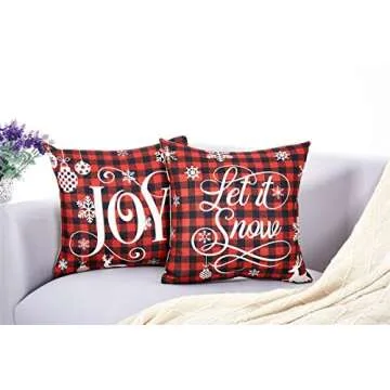 Lanpn Christmas Throw Pillow Covers Set of 4 Festive Designs