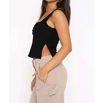 BAIGRAM Women’s Sexy Sleeveless Crop Tank Top