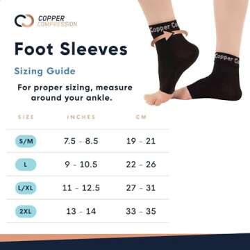 Copper Compression Foot Sleeves - Plantar Fasciitis, Achilles, Ankle Support Brace Socks - Day / Nig...
