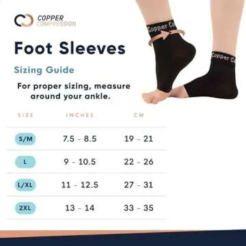 Copper Compression Foot Sleeves - Plantar Fasciitis, Achilles, Ankle Support Brace Socks - Day / Nig...