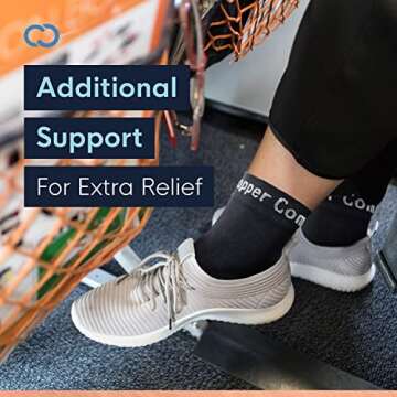 Copper Compression Foot Sleeves - Plantar Fasciitis, Achilles, Ankle Support Brace Socks - Day / Night Relief from Heel Spurs, Arch Pain, Swelling, Soccer Injuries, Golf, Running - 1 Pair Black - S/M