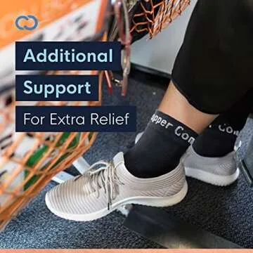 Copper Compression Foot Sleeves - Plantar Fasciitis, Achilles, Ankle Support Brace Socks - Day / Night Relief from Heel Spurs, Arch Pain, Swelling, Soccer Injuries, Golf, Running - 1 Pair Black - S/M
