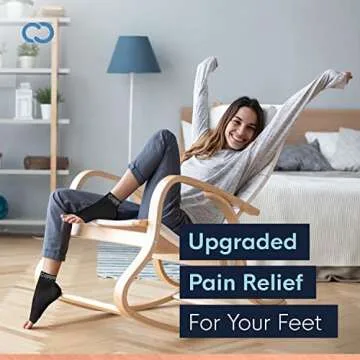 Copper Compression Foot Sleeves - Plantar Fasciitis, Achilles, Ankle Support Brace Socks - Day / Night Relief from Heel Spurs, Arch Pain, Swelling, Soccer Injuries, Golf, Running - 1 Pair Black - S/M