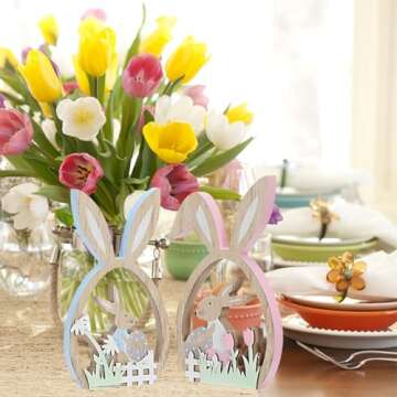 Charming Easter Bunny Wooden Decor Set for Spring Celebrations