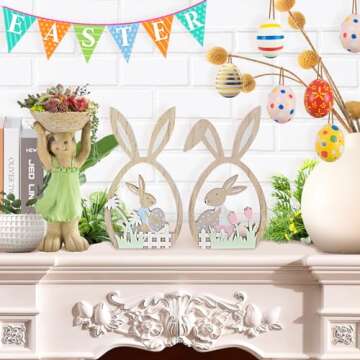 Charming Easter Bunny Wooden Decor Set for Spring Celebrations