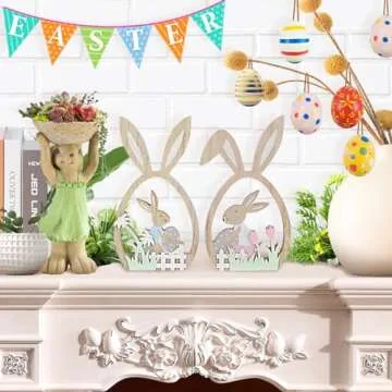 Charming Easter Bunny Wooden Decor Set for Spring Celebrations