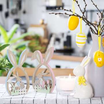 Charming Easter Bunny Wooden Decor Set for Spring Celebrations