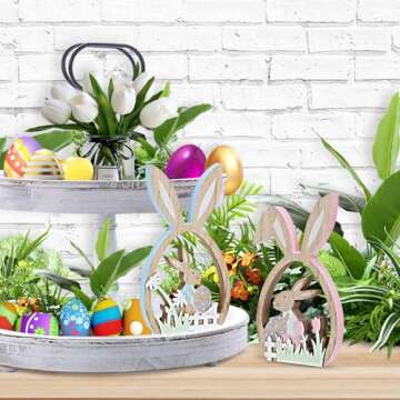 Charming Easter Bunny Wooden Decor Set for Spring Celebrations
