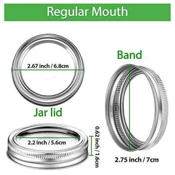 100 Pcs 70 mm Canning Jar Lid and Ring Regular Mouth Jar Ring Bands Set Split Type Lids with Silicone Seals Rings Leak Proof and Secure Canning Jar Caps(70 mm,Silver)