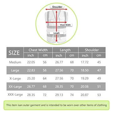 Tekware Safety Vest with Pockets 2 Pack, Yellow High Visibility Vest with Reflective Silver Strip, Zipper Construction Vest for Night Running, Jogging, Cycling Walking (L)