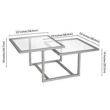 Henn&Hart 43" Wide Square Coffee Table in Nickel, Modern coffee tables for living room, studio apartment essentials