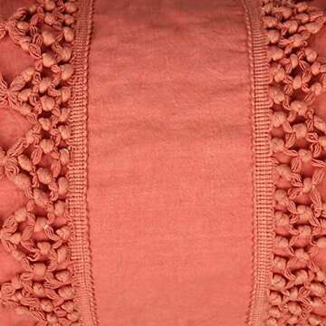 RAJRANG Coral Throw Pillow Cover with Decorative Tassels - 20x12 Inches Lumbar Boho Cushion for Livi...