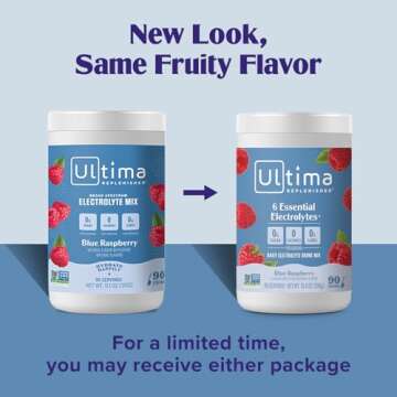 Ultima Replenisher Daily Electrolyte Drink Mix – Blue Raspberry, 90 Serving – Hydration Powder w...