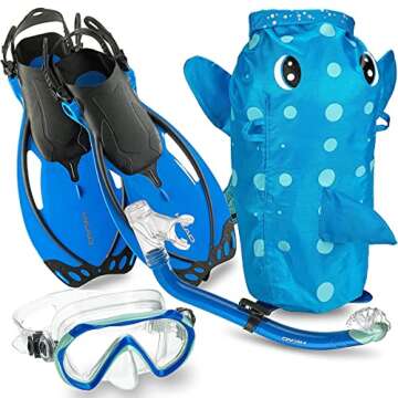 Head by Mares Italian Collection Premium Youth Sea Pals Character Kids Mask Fin Snorkel Set Snorkeling Gear - Ultra-Clear Tempered Glass Lens Snorkeling Set