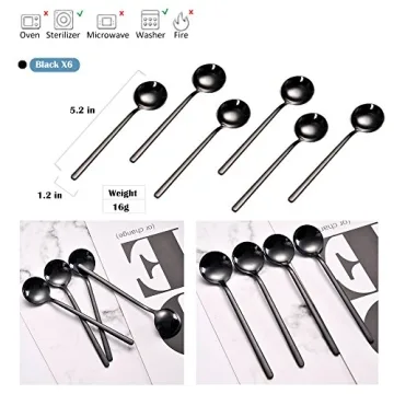 6 PCS Gold-Plated Stainless Steel Spoons Set for Dining